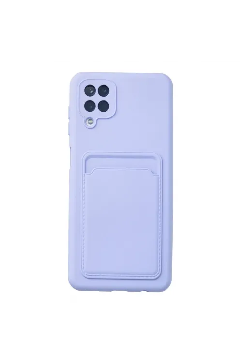Samsung Galaxy A12 Kılıf Kelvin Kartvizitli Silikon - Lila