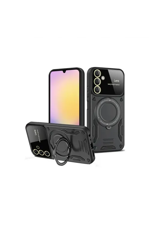 Samsung Galaxy A14 4g Kılıf Joy Lens Standlı Kapak - Siyah