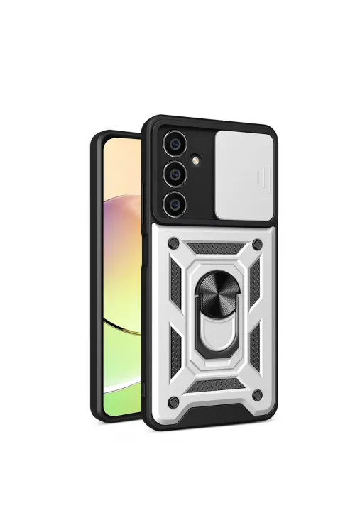 Samsung Galaxy A15 4g Kılıf Pars Lens Yüzüklü Silikon - Gümüş