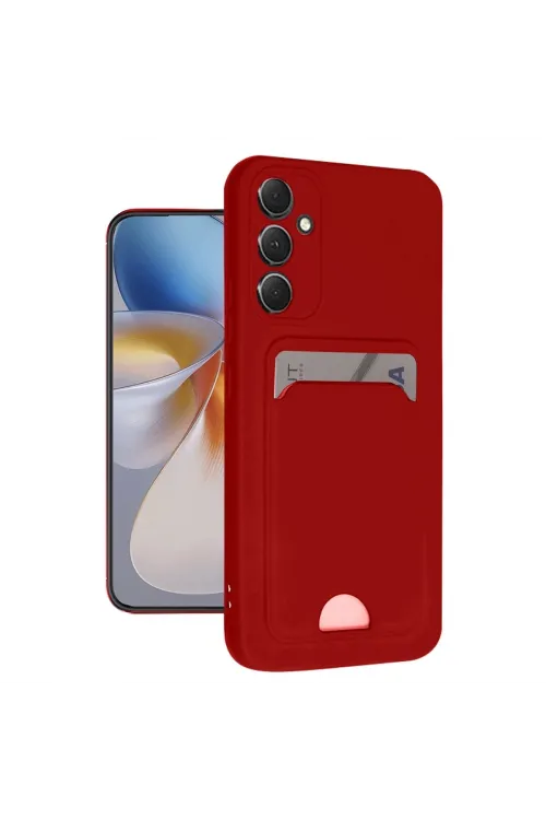 Samsung Galaxy A16 5g Kılıf Kelvin Kartvizitli Silikon - Kırmızı