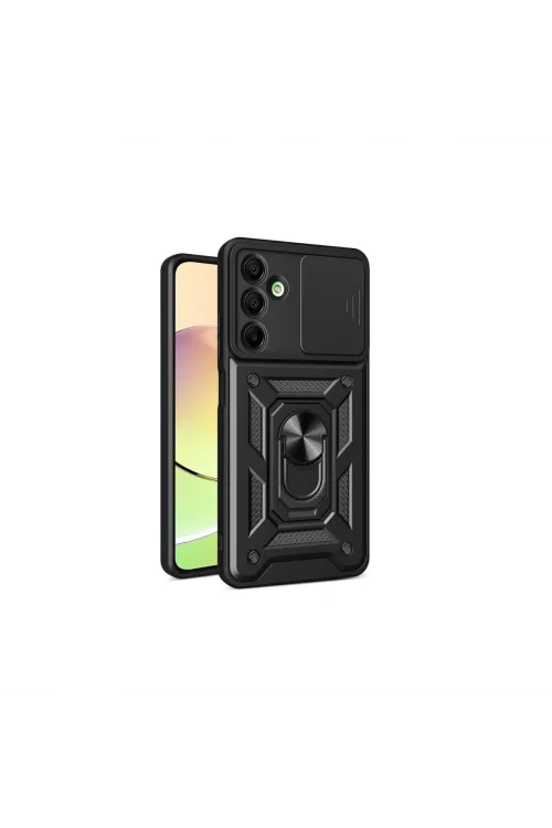 Samsung Galaxy A16 5g Kılıf Pars Lens Yüzüklü Silikon - Siyah