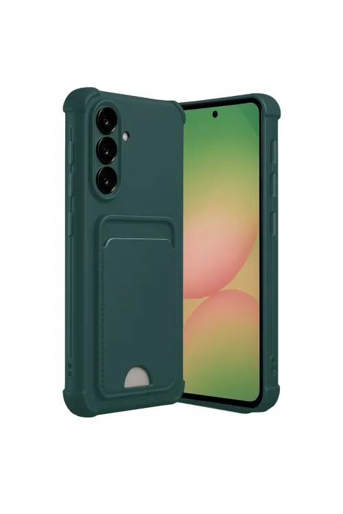 Samsung Galaxy A17 5g Kelvin Kartvizitli Silikon - Koyu Yeşil