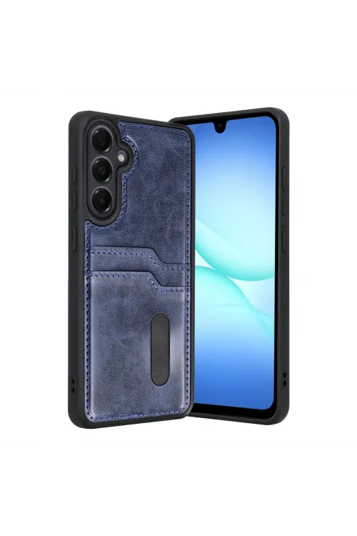 Samsung Galaxy A17 5g Sara Kartvizitli Deri Kılıf - Lacivert