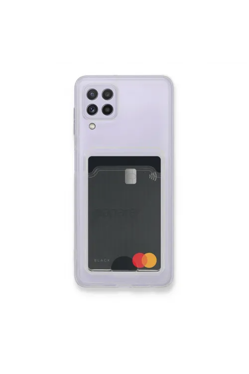 Samsung Galaxy A22 Kılıf Kart Şeffaf Silikon - Şeffaf