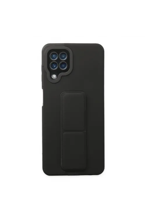Samsung Galaxy A22 Kılıf Mega Standlı Silikon - Siyah