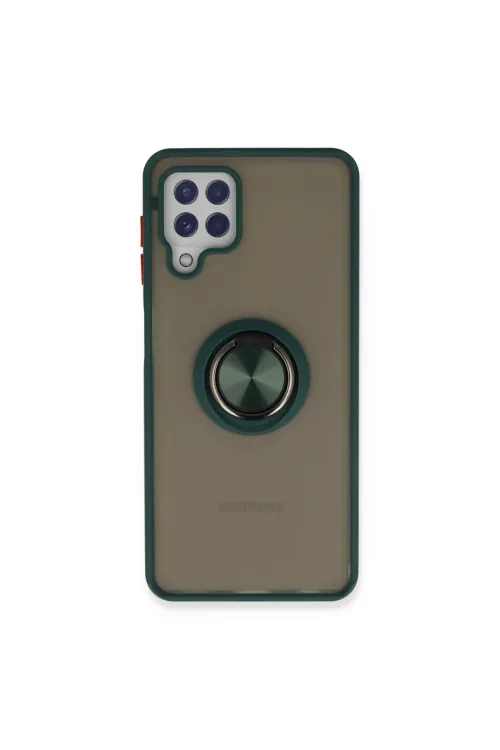 Samsung Galaxy A22 Kılıf Montreal Yüzüklü Silikon Kapak - Yeşil