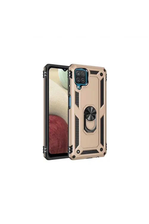 Samsung Galaxy A22 Kılıf Sofya Yüzüklü Silikon Kapak - Gold