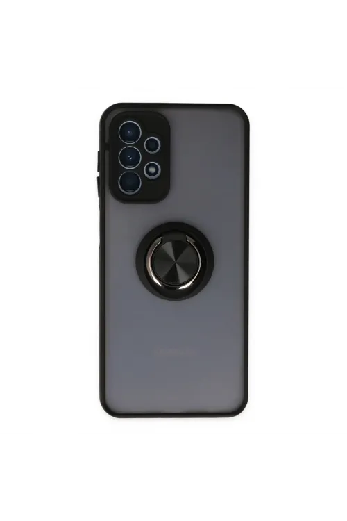 Samsung Galaxy A23 4g Kılıf Montreal Yüzüklü Silikon Kapak - Siyah