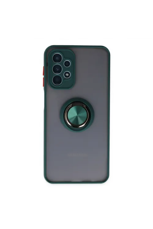 Samsung Galaxy A23 4g Kılıf Montreal Yüzüklü Silikon Kapak - Yeşil
