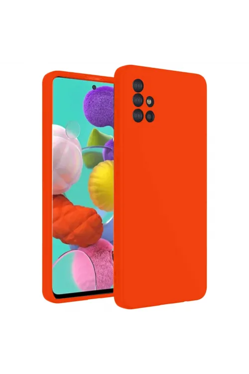 Samsung Galaxy A31 Kılıf Nano İçi Kadife Silikon - Turuncu