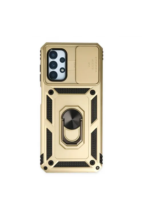 Samsung Galaxy A33 5g Kılıf Pars Lens Yüzüklü Silikon - Gold