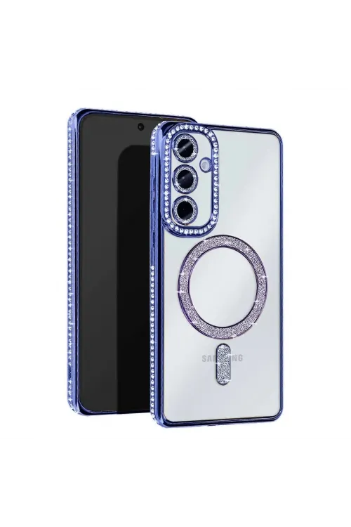 Samsung Galaxy A35 5g Joke Simli Magneticsafe Kılıf - Mavi