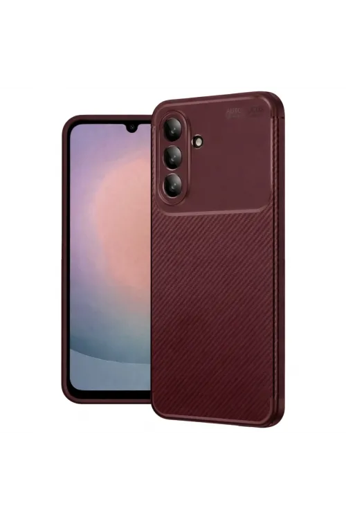 Samsung Galaxy A36 Kılıf Auto Focus Karbon Kapak - Bordo