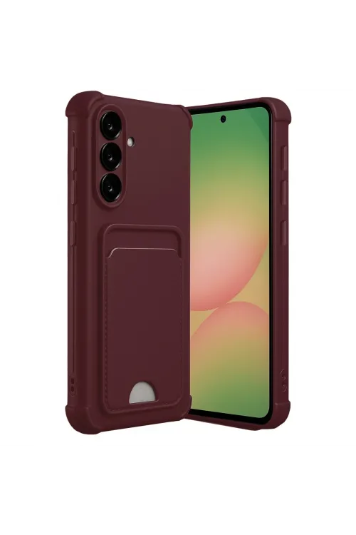 Samsung Galaxy A36 Kılıf Kelvin Kartvizitli Silikon - Bordo
