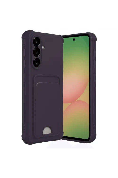 Samsung Galaxy A36 Kılıf Kelvin Kartvizitli Silikon - Derin Mor