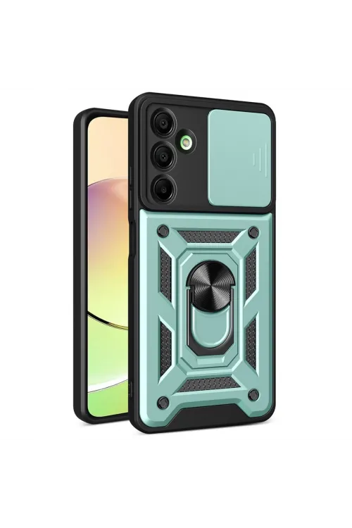 Samsung Galaxy A36 Kılıf Pars Lens Yüzüklü Silikon - Yeşil