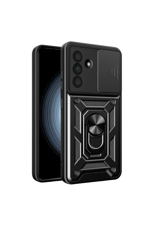 Samsung Galaxy A37 5g Pars Lens Yüzüklü Silikon - Siyah