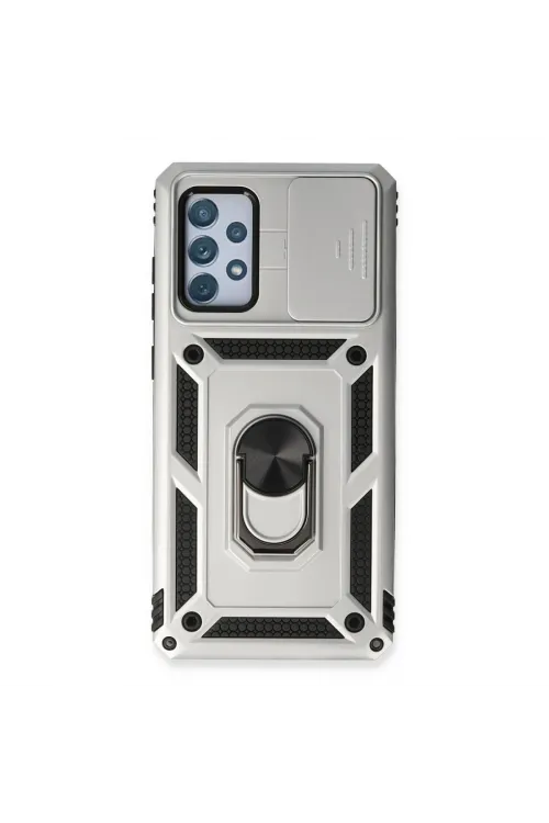 Samsung Galaxy A53 5g Kılıf Pars Lens Yüzüklü Silikon - Gümüş