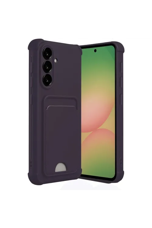 Samsung Galaxy A55 5g Kılıf Kelvin Kartvizitli Silikon - Derin Mor