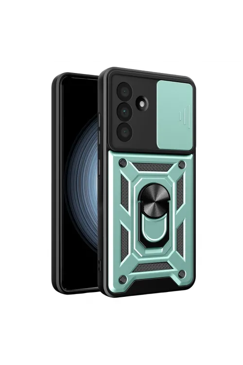 Samsung Galaxy A57 5g Pars Lens Yüzüklü Silikon - Yeşil