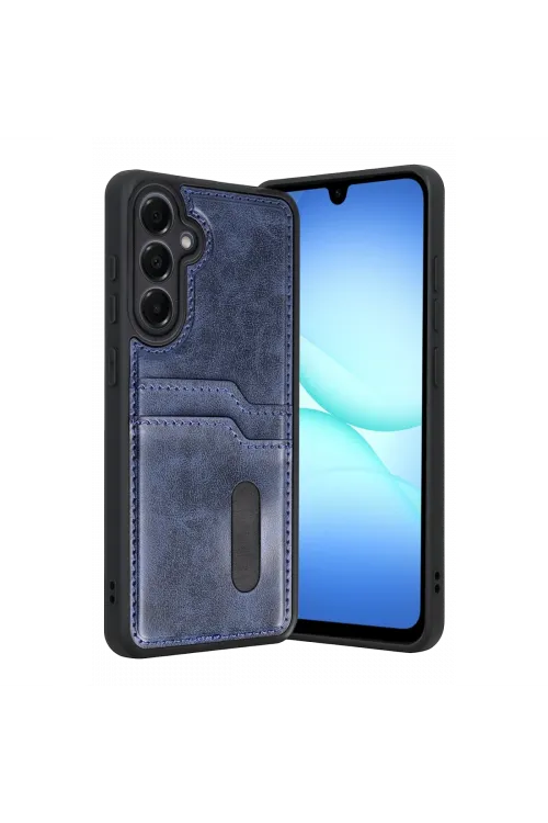 Samsung Galaxy A57 5g Sara Kartvizitli Deri Kılıf - Lacivert