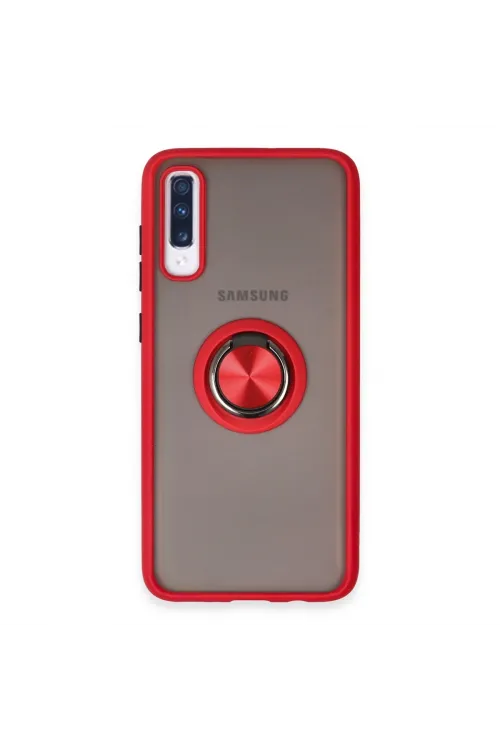 Samsung Galaxy A70 Kılıf Montreal Yüzüklü Silikon Kapak - Kırmızı