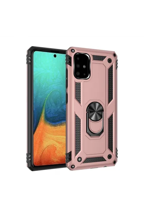 Samsung Galaxy A71 Kılıf Sofya Yüzüklü Silikon Kapak - Rose