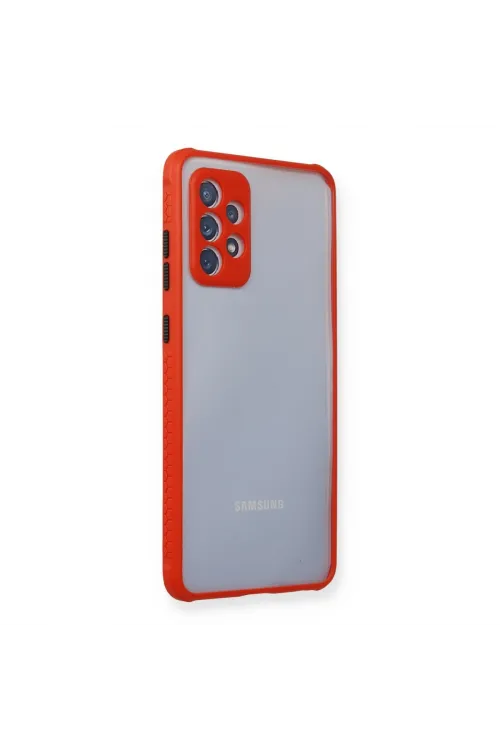Samsung Galaxy A72 Kılıf Miami Şeffaf Silikon - Kırmızı