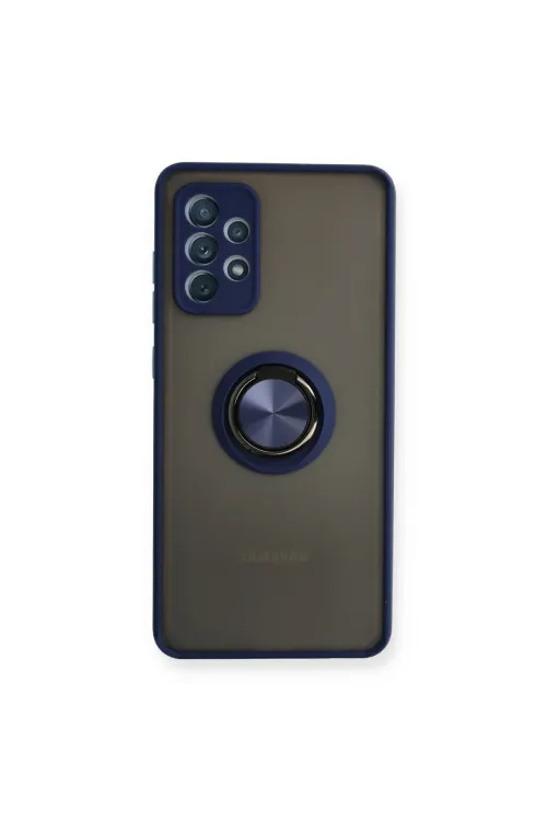 Samsung Galaxy A72 Kılıf Montreal Yüzüklü Silikon Kapak - Lacivert