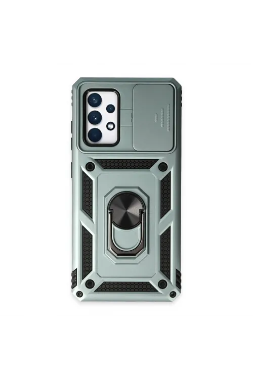 Samsung Galaxy A72 Kılıf Pars Lens Yüzüklü Silikon - Yeşil