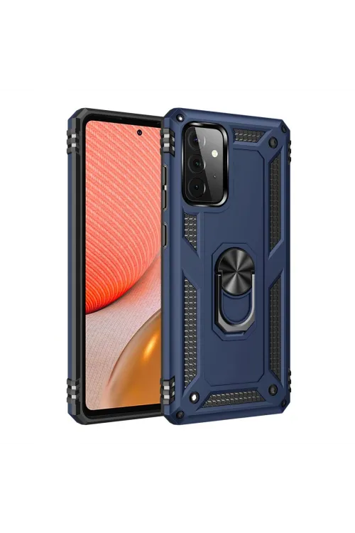 Samsung Galaxy A72 Kılıf Sofya Yüzüklü Silikon Kapak - Lacivert