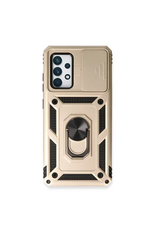 Samsung Galaxy A73 5g Kılıf Pars Lens Yüzüklü Silikon - Gold