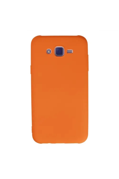 Samsung Galaxy J7 Kılıf Nano İçi Kadife Silikon - Turuncu