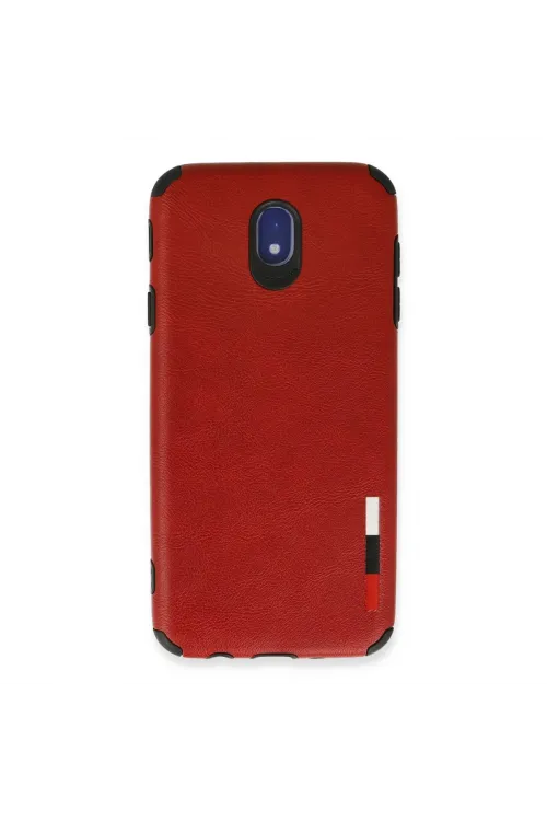 Samsung Galaxy J7 Pro / J730 Kılıf Loop Deri Silikon - Kırmızı