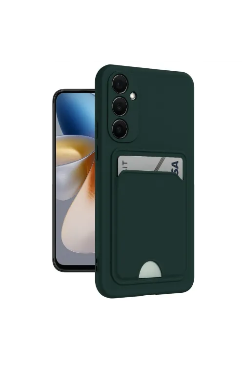 Samsung Galaxy M15 Kelvin Kartvizitli Silikon - Koyu Yeşil