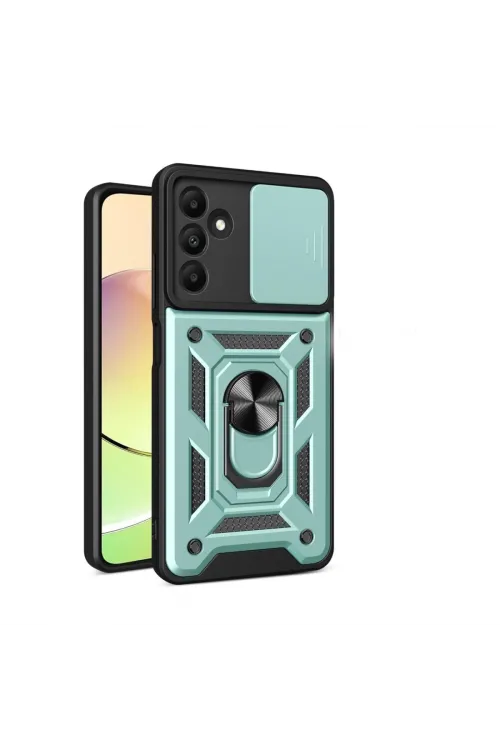 Samsung Galaxy M15 Kılıf Pars Lens Yüzüklü Silikon - Yeşil