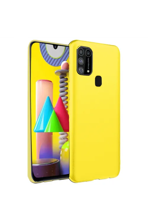 Samsung Galaxy M31 Kılıf Nano İçi Kadife Silikon - Sarı