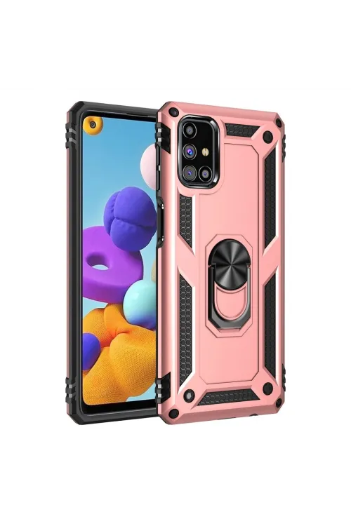 Samsung Galaxy M31s Kılıf Sofya Yüzüklü Silikon Kapak - Rose