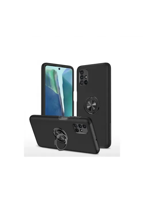 Samsung Galaxy M51 Kılıf Elit Yüzüklü Kapak - Siyah