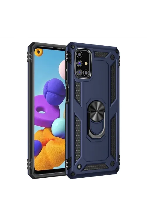 Samsung Galaxy M51 Kılıf Sofya Yüzüklü Silikon Kapak - Lacivert