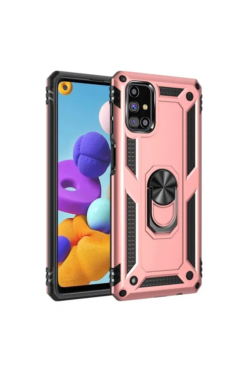 Samsung Galaxy M51 Kılıf Sofya Yüzüklü Silikon Kapak - Rose