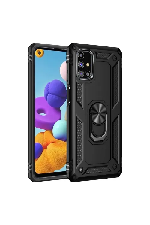 Samsung Galaxy M51 Kılıf Sofya Yüzüklü Silikon Kapak - Siyah