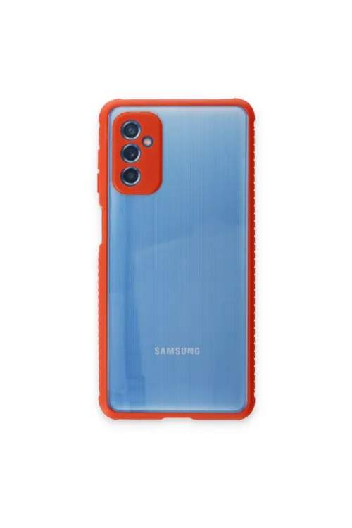 Samsung Galaxy M52 5g Kılıf Miami Şeffaf Silikon - Kırmızı