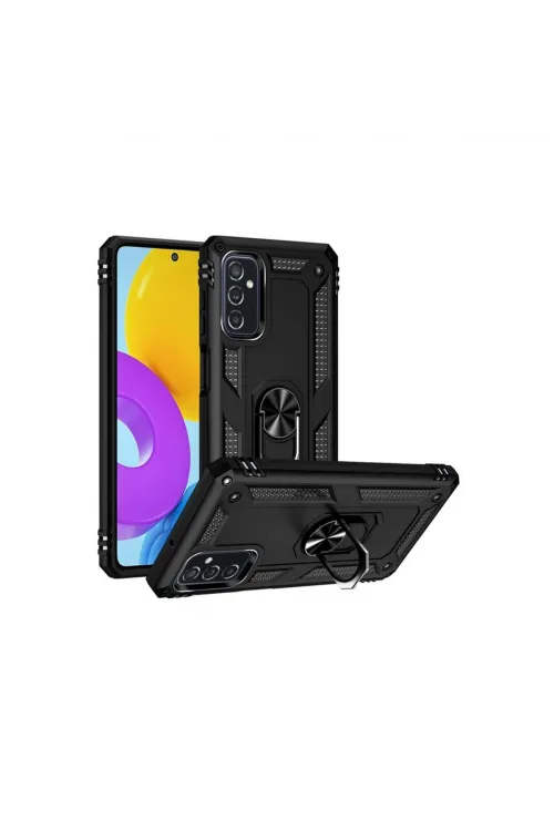 Samsung Galaxy M52 5g Kılıf Sofya Yüzüklü Silikon Kapak - Siyah