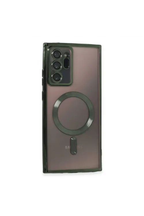 Samsung Galaxy Note 20 Ultra Kılıf Kross Magneticsafe Kapak - Koyu Yeşil