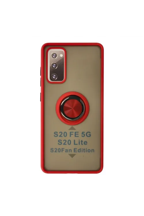 Samsung Galaxy S20 Fe Kılıf Montreal Yüzüklü Silikon Kapak - Kırmızı