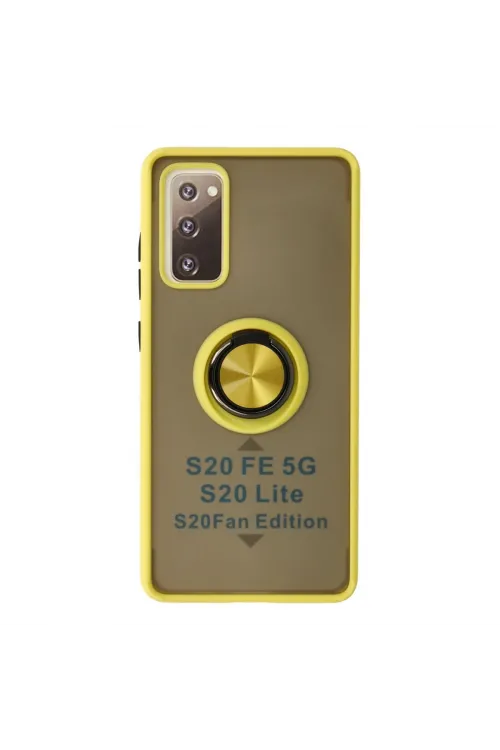 Samsung Galaxy S20 Fe Kılıf Montreal Yüzüklü Silikon Kapak - Sarı