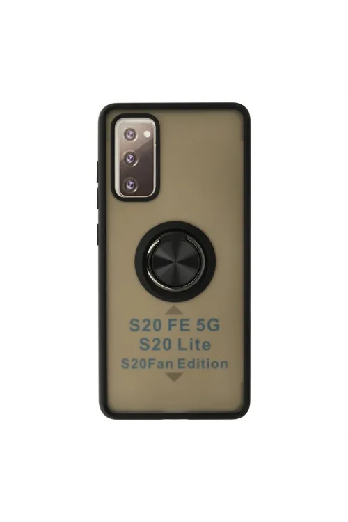 Samsung Galaxy S20 Fe Kılıf Montreal Yüzüklü Silikon Kapak - Siyah
