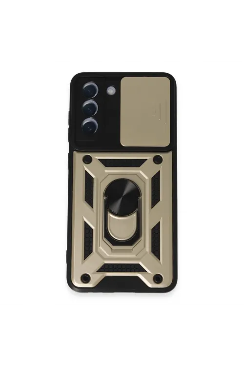 Samsung Galaxy S21 Fe Kılıf Pars Lens Yüzüklü Silikon - Gold