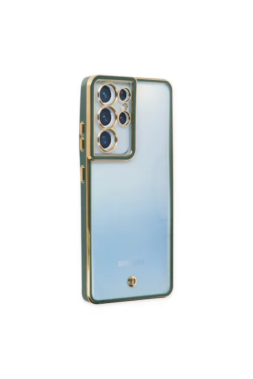 Samsung Galaxy S21 Ultra Kılıf Liva Lens Silikon - Yeşil